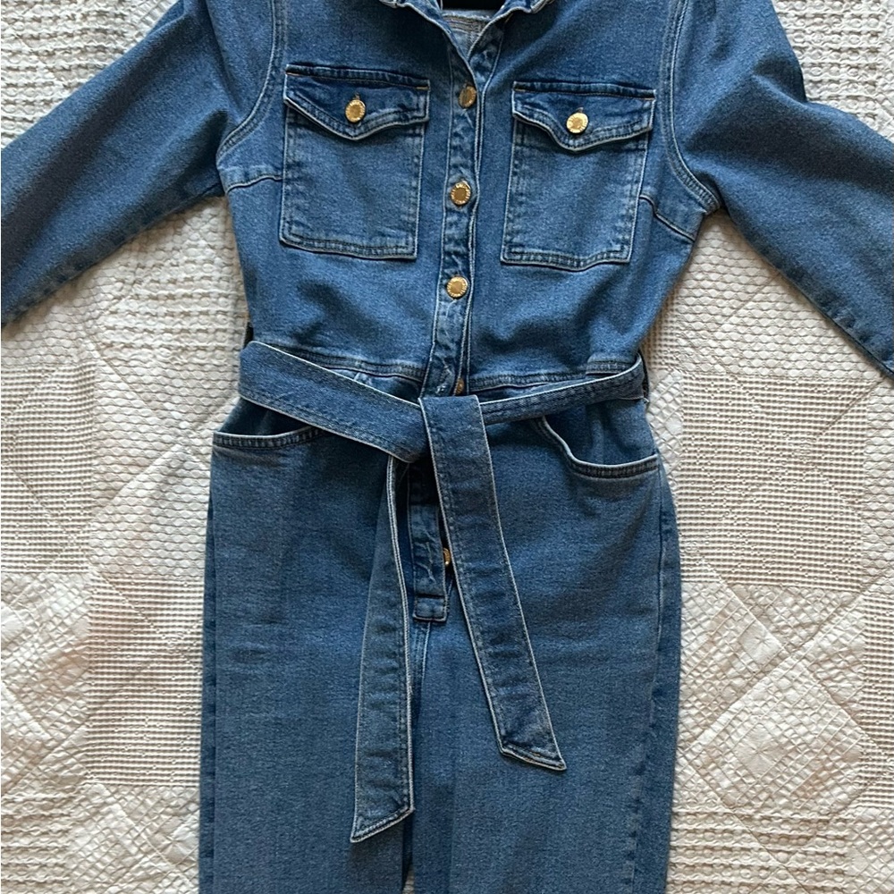 Miss Selfridge Blue Denim Jumpsuit